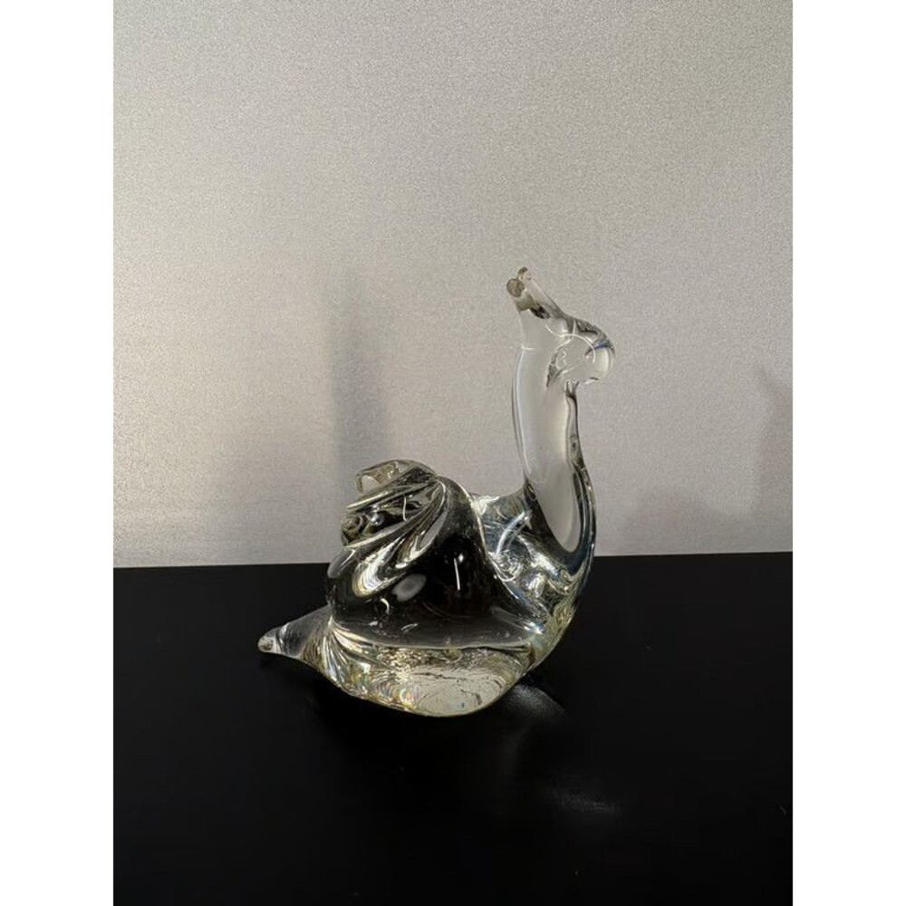 Glass Kingdom Art Glass Snail Figurine Boxed Hand Blown Clear Paperweight